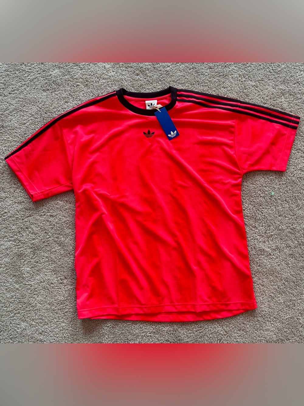 Adidas Originals Men’s Lg Jacquard Jersey. Lucid Red & Black. Short sleeve. NWT
